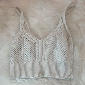 Knit Crop Tank Top in Cream